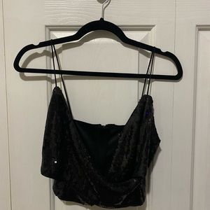 shein sequin criss cross top size medium